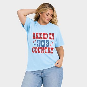 Raised On 90s Country Stars - Women's Plus Sized Garment Dyed Graphic T-Shirt