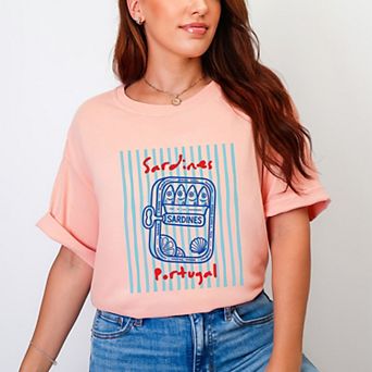 Sardines Portugal Stripes - Women's Garment Dyed Graphic T-Shirt