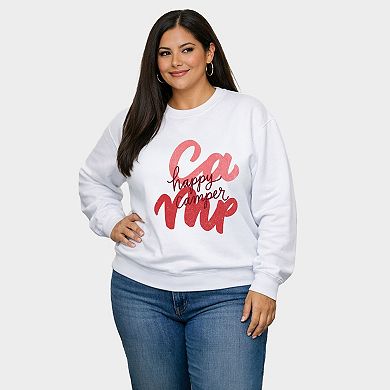 Happy Camper Cursive - Women's Plus Sized Graphic Sweatshirt