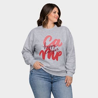 Happy Camper Cursive - Women's Plus Sized Graphic Sweatshirt