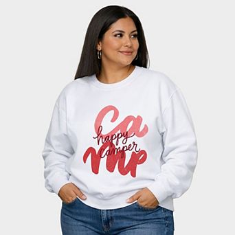 Happy Camper Cursive - Women's Plus Sized Graphic Sweatshirt