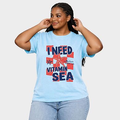I Need Vitamin Sea - Women's Plus Sized Garment Dyed Graphic T-Shirt