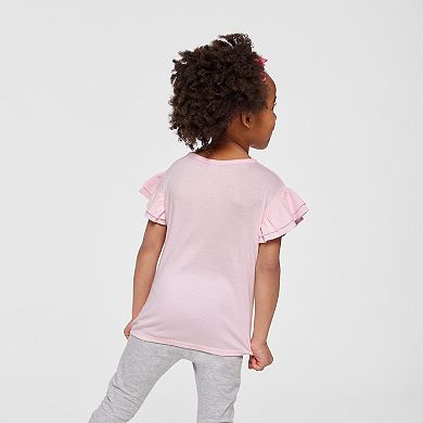 Dilly Dally Stripes - Girl's Flutter Sleeve Graphic T-Shirt