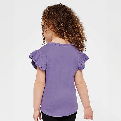Dilly Dally Checkered - Girl's Flutter Sleeve Graphic T-Shirt
