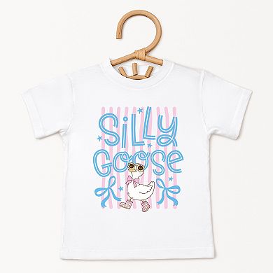 Silly Goose Stripes - Toddler Short Sleeve Graphic T-Shirt