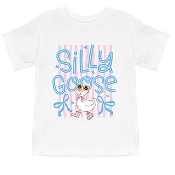 Silly Goose Stripes - Toddler Short Sleeve Graphic T-Shirt