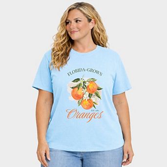 Florida Grown Oranges - Women's Plus Sized Garment Dyed Graphic T-Shirt