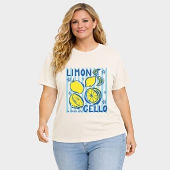 Limoncello Stripes - Women's Plus Sized Garment Dyed Graphic T-Shirt