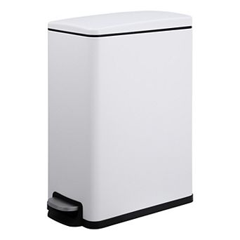 Slim Stainless Steel Trash Can - 12Gal Step-On Pedal, Soft Close Lid, Removable Inner Bucket