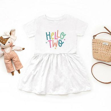 Hello Two Stars - Toddler Girl's Graphic Dress