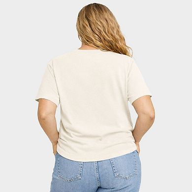 Blue Plants Outline - Women's Plus Sized Garment Dyed Graphic T-Shirt