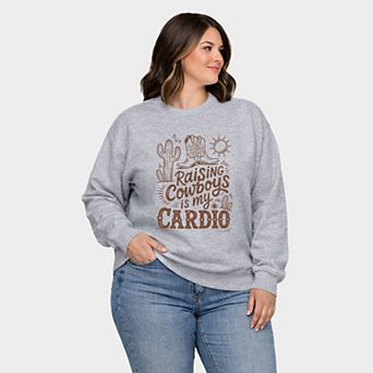 Raising Cowboys Is My Cardio - Women's Plus Sized Graphic Sweatshirt