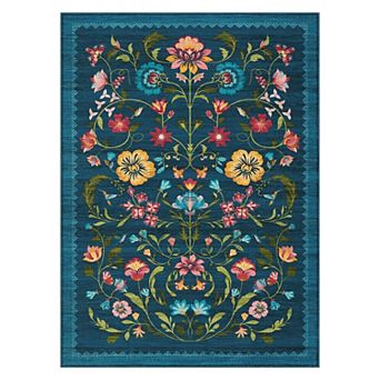 Fashionwu Floral Soft Rug Modern Floor Carpet for Living Room Washable Non Slip Mat Home Decor
