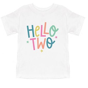 Hello Two Stars - Toddler Short Sleeve Graphic T-Shirt