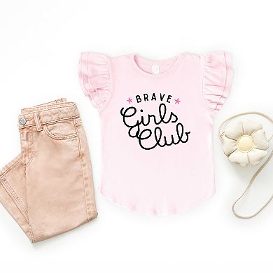 Brave Girls Club Cursive - Girl's Flutter Sleeve Graphic T-Shirt