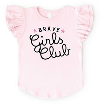 Brave Girls Club Cursive - Girl's Flutter Sleeve Graphic T-Shirt