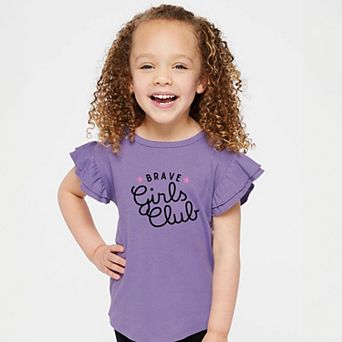 Brave Girls Club Cursive - Girl's Flutter Sleeve Graphic T-Shirt