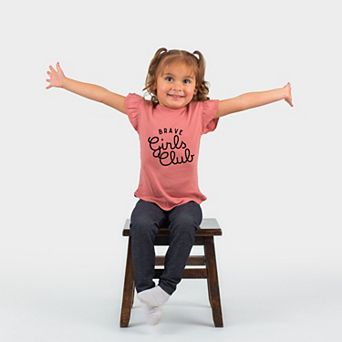 Brave Girls Club Cursive - Girl's Flutter Sleeve Graphic T-Shirt