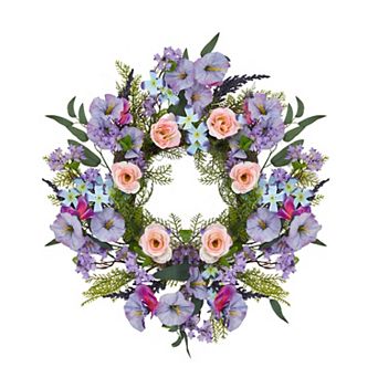 20" Colorful Spring Wreath for Front Door, Wedding Farmhouse Decor