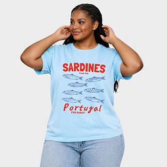 Sardines Portugal Fish Market - Women's Plus Sized Garment Dyed Graphic T-Shirt