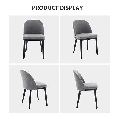 Modern Dining Chairs Set 2, High Back, Linen Fabric, Wood Legs