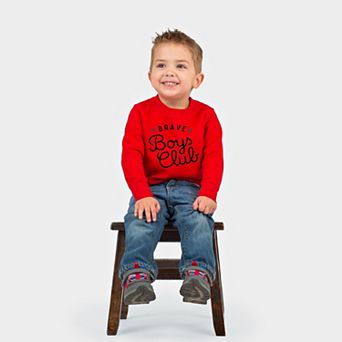 Brave Boys Club Cursive - Toddler Long Sleeve Graphic Tee
