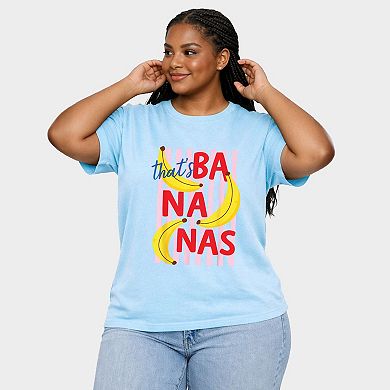 That's Bananas Stripes - Women's Plus Sized Garment Dyed Graphic T-Shirt