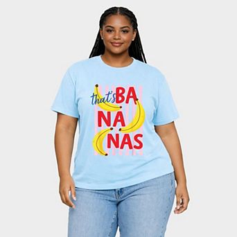 That's Bananas Stripes - Women's Plus Sized Garment Dyed Graphic T-Shirt
