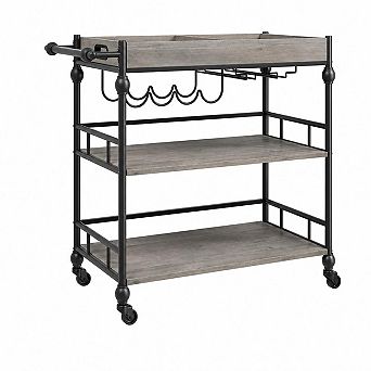 Bar Cart with Wheels, 3 tier Serving Cart for Home, Mobile Rolling Beverage Cart with Wine Rack