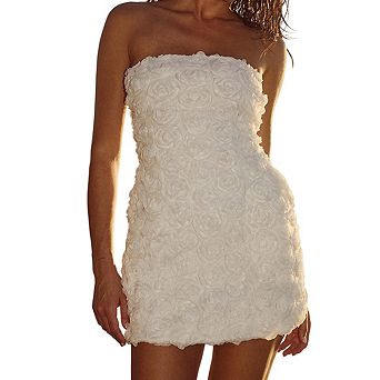 Womens 3D Floral Bustier Mini Dresss Off Shoulder Strapless Bodycon Dress Tube Top Cocktail Party