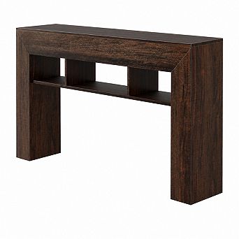 63" Farmhouse Entryway Table, 3 Shelves, Behind Couch, Wood