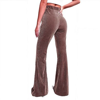 Women's Trendy High Waisted Stretch Corduroy Wide Leg Pants