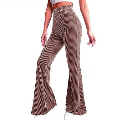 Women's Trendy High Waisted Stretch Corduroy Wide Leg Pants