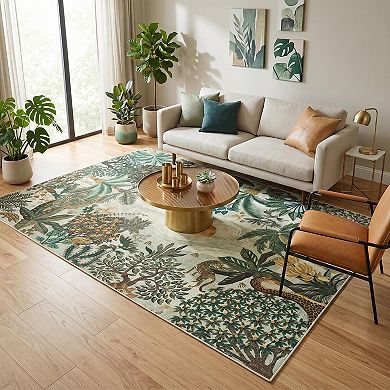 Fashionwu Modern Animal Pattern Area Rug for Apartment Cozy Home Decor Soft Thin Carpet