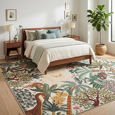 Fashionwu Modern Animal Pattern Area Rug for Apartment Cozy Home Decor Soft Thin Carpet