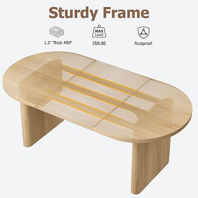 70.8" Oval Dining Table for 6-8, Farmhouse Rustic Oak Finish