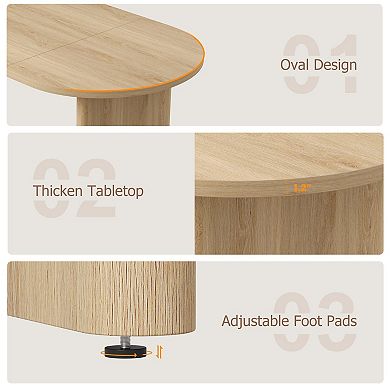 70.8" Oval Dining Table for 6-8, Farmhouse Rustic Oak Finish