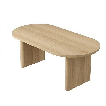 70.8" Oval Dining Table for 6-8, Farmhouse Rustic Oak Finish