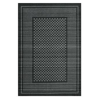 Fashionwu Modern Checkered Solid Area Rug Washable Low Pile Carpet for Apartment Living Room