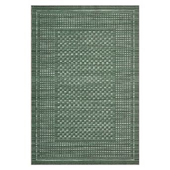 Fashionwu Modern Checkered Solid Area Rug Washable Low Pile Carpet for Apartment Living Room