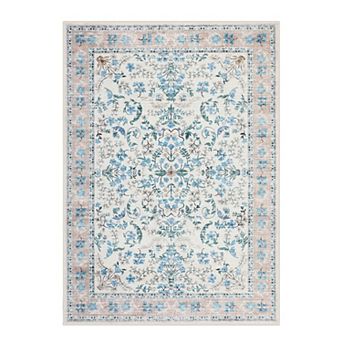 Area Rug for Living Room, Washable Non Slip Low Pile Rugs, Floral Carpet for Living Room, Bedroom