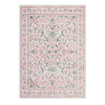 Area Rug for Living Room, Washable Non Slip Low Pile Rugs, Floral Carpet for Living Room, Bedroom