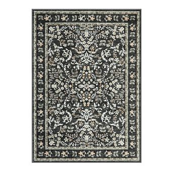 Area Rug for Living Room, Washable Non Slip Low Pile Rugs, Floral Carpet for Living Room, Bedroom