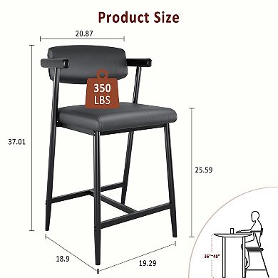 Counter Height Upholstered Bar Stools with Backrest, Thick Cushion Chairs for Kitchen & Home Bar