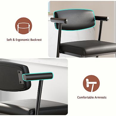 Counter Height Upholstered Bar Stools with Backrest, Thick Cushion Chairs for Kitchen & Home Bar