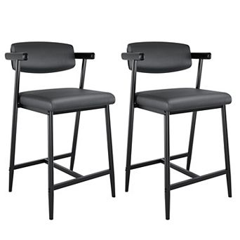 Counter Height Upholstered Bar Stools with Backrest, Thick Cushion Chairs for Kitchen & Home Bar