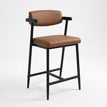 Counter Height Upholstered Bar Stools with Backrest, Thick Cushion Chairs for Kitchen & Home Bar