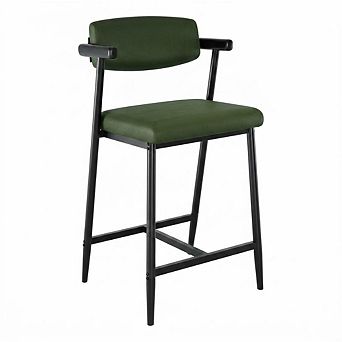 Counter Height Upholstered Bar Stools with Backrest, Thick Cushion Chairs for Kitchen & Home Bar