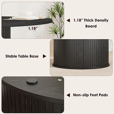 47'' Round Dining Table with Hidden Storage for 4