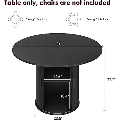47'' Round Dining Table with Hidden Storage for 4